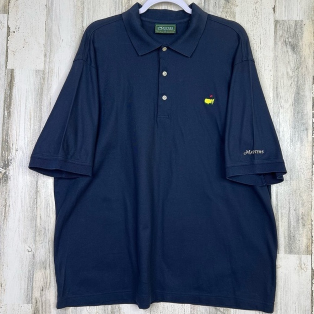 Masters Men Polo Shirt Large‎ Navy Blue Golf Performance Business Casual US FLAG